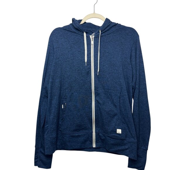 Vuori Women's Halo Performance full zip heather navy buttery soft hoodie - Picture 2 of 10